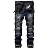 Мужские джинсы 2024, европейско-американские узкие хлопковые брюки на молнии для отдыха с прямыми трубками, потертые брюки