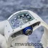 Orologi di lusso da uomo Richardmiler Orologi da polso meccanici automatici Richardmiler Rm030ao Edizione limitata globale di 50 pezzi in ceramica bianca Grigio Blu Colore Hollowe C4W2