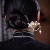 Hårklipp Golden Stick Floral Pealr Tassel Hairpin Chopstick Lady Hanfu huvudbad fjäril Kinesiska tillbehör retro smycken