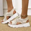 Sandaler 2024 Summer Platform Flying Woven For Women Shoe Breattable Sneakers Casual Open Toe Sandalias Big Size Sandales