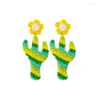 Boucles d'oreilles créatives plante marguerite Cactus pour femmes et filles, style Boho, perles colorées, pendentif Long, bijoux de fête à la mode