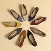 Grandes chaussures à talons hauts pour femmes, tricot pointu multicolore, respirant, confortable, semelle en caoutchouc antidérapante, chaussures de travail, automne 240103