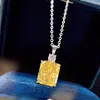 Chaînes S925 Argent 10 12 Femmes européennes et américaines à haute teneur en carbone diamant rectangulaire collier jaune en gros