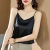 Tシャツの夏のシルク女性トップカミス韓国のサテンタンクトップファッションレディvneckキャミソールセクシーな女性のノースリーブソリッドベストブラウスm4xl