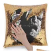 Pillow Case Frankenstein Shimmer cekins Glitter poduszka horror terror vintage retro filmy klasyczne ct film Drop dostawa do domu g dhzim