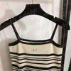 Sexy Sling Tank Damen Farbstreifen Leibchen Stickerei Brief Gestrickte Weste Tops Sommer Designer Ärmellose T-Shirts