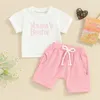 Kleidungssets Kleinkind Baby Mädchen Sommerkleidung Sweatsuit Daddys D.h. Mamas Shorts Ärmel T-Shirt Tops und Set