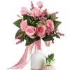 Dekorative Blumen, weißer künstlicher Blumenstrauß, Rose im westlichen Stil, mit Stielen für die Hochzeit
