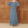 Roupas étnicas Vintage Polka Dot Dress Moda Manga Longa Ruffled Muçulmano Abaya Não-Taxa Aduaneira Produtos Turquia Elegante Femme Cinturão