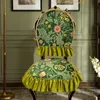 European Pastoral Style Dining Chair Covers Luxury Brushed Fabric Chair Cushion Chair Back Winter Warmth Anti-slip Chair Cover 240104