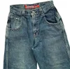 Y2K rétro Goth JNCO droit brodé lettre grande poche jean pantalon à jambes larges et femme perforé lavé 240104
