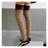 Meias esportivas Mticolor Womens Algodão Luxo Letra Imprimir Mulheres Long Stocking Moda Meninas Sobre Joelho Sock Alta Qualidade Gota Entrega Dh5Re