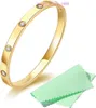 Bracciale per pneumatici per auto, moda da donna, in acciaio inossidabile, con polsini placcati in oro, zirconi cubici, cerniera, gioielli, testimone ovale, regalo d'amore, scatola originale