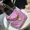 Bolso de mano con perlas, bolso de playa de piel de becerro dorado, bolsos de hombro de Metal para mujer, cartera con cadena de compras de alta capacidad, bolso de mujer