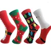 Men's Socks Pure Cotton Christmas Cartoon Mid-calf Stylish Breathable Couple