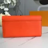 Designer de luxe en gros portefeuille 7 couleurs mode unique fermeture éclair pocke hommes femmes en cuir dame dames long sac à main avec carte de boîte orange