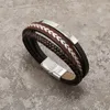 Bracelets de charme à la mode pour homme en acier multicouche corde tressée Simple mode Bracelet en cuir cadeau de banlieue