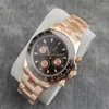 Relógios de pulso 39mm Rose Gold Case Men Quartz Watch Chronograph Sapphire Vidro Aço Inoxidável Multifuncional Luminoso Mens