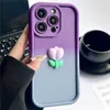 Söt gradvis kontrast Tulip Girl Phone Cover Case för iPhone 15 14 13 12 11 Pro Max Anti-Fall Sensation Soft Coque Fundas