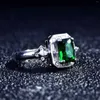 Cluster Rings DIWENFU Genuine 925 Sterling Silver Emerald Ring Box For Women Square Jewelry Green Gemstone Wedding