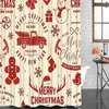 Shower Curtains Christmas Pickup Truck Curtain Snowflakes Ball Candy Printed Polyester Fabric Waterproof Bathroom With Hooks