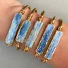 Armreif BM11244 Recatngle Blue Kyanit Bar Manschettenarmband Frauen Galvanisiertes Gold Denim Brautjungferngeschenk Armreif Rohes Kyanit-Armband