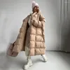 女性用トレンチコート長い冬のコート女性温かい濃いダークバックルフード付き綿パッドジャケットカジュアルスタイル
