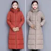 Women's Trench Coats Hat Thicken Hooded Down Coat Winter Women Light Thin White Duck Jacket Parkas Ladies Long Warm Big Size Puffer Outwears