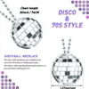 Mirror Disco Ball Necklaces 70s Party Silver Sparkly Jewelry Dance Party Favor Stage Props Decoration Halloween Costume Accessories