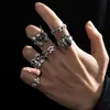 Bröllopsringar 6 stycken punkpoker clown silverring set för män gotiska skelett biljard set par uttryckliga fashionabla smycken anillos hombre 240103