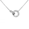 Colliers de créateurs de bijoux vis diamant double cercle collier d'amour pour les couples platine or rose pendentif en acier inoxydable cadeau d'anniversaire