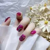 Faux Ongles Moyen Longueur Français Faux Mode Année Forme Carrée Presse Sur Couverture Complète Ongles Conseils Femmes