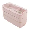 Dinnerware 900ml Plastic Lunch Box 3 Layer Wheat Straw Boxes Microwave Oven Dishes Storage Container Lunchbox