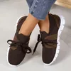 Dress Shoes Women's Knitted Sneakers Breathable Mesh Lace Up Running Casual & Stylish Footwear