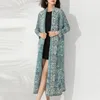 Kvinnors dike rockar Miyake veckade vintage tryckt avslag av krage långärmare jacka kvinnor 2024 Autumn Winter Dubai Style Plus Size Size