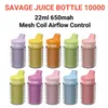 Savage Vape Juice Bottle 10000 ångor Disponibel Puff Bar 22 ml 650mAh 10000 Puff Vape Bulk Airflow Control Mesh Coil Raddningsbar 2% 3% 5% engångscigarettkina