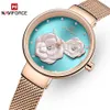 NAVIFORCE Nuovi orologi da donna Top Brand Bellissimo orologio da polso al quarzo femminile con fiori Orologio da ragazza impermeabile con maglia in acciaio inossidabile 255w