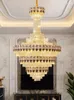 Kronleuchter Golden Long Crystal Lights Fixture American Sea Shell Deckenleuchter Wohnzimmer Esszimmer El Stairways Lustres