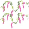 Dekorativa blommor 2st släpande fest hängande inomhus utomhus rotting girland konstgjord wisteria konst väggdekoration blad bröllop vinstock