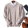 Super 100 Cashmere Sweater Men Pullover Autumn Winter Warm Classic Vneck Sweaters Male Jumper Jersey Hombre Pull Homme 240104