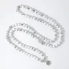 Strand OAIITE 8mm Bracciale turchese bianco naturale da uomo Ciondolo di loto avvolto 108mala Collana Reiki femminile di buona fortuna