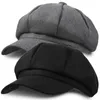 قبعات الشتاء الخريف للنساء للنساء الصلبة العادية مثمنة Sboy Cap Men سيدات غير رسمية قبعة الصوف القبعة شارع Brim Pert Caps