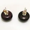 Stud Earrings 12-13mm Black Natural Cultured Freshwater Button Pearl Sterling Silver Earring
