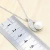 White Freshwater Pearl Silver 925 Jewelry Set For Women Zircon Armband Earring Halsband Pendant Ring Birthday Present 240103