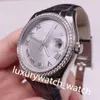Classic Unisex Watches 116189 36mm Sapphire Calender Diamond Bezel Steel Bezel Mechanical Black Leather Strap Luxury Watch With Box