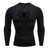 Compression Shirt Men's T-shirt långärmad svart topp fitness solskyddsmedel andra hud snabb torr andas casual lång t-shirt 4xl 240103