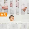 born Breathable Baby Classic Mesh Crib Liner Soft Fence Cot Bed Bumpers Bedroom Accessories Bedding 2pcsSet 240103