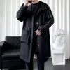 Trench da uomo 2024 Cappotto da uomo Moda casual Slim Fit Solido lungo giacca a vento da lavoro Outwear Homme Cappotto