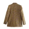 Xeasy Women Tweed Set Set Plaid Vintage Office Dame Bleazer Blazer Blazer Siemi