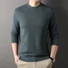 Winter men's round neck thick sweater knitted brushed solid color long sleeved casual warm jacket 240104